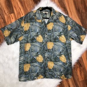 Tommy Bahama Mens Hawaiian Pineapples Shirt Camp L
